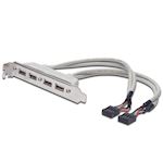 USB 2.0 Slot Bracket cable, 4x type A-2x10pin IDC, F/F, 0.25m
