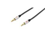 Audio connection cable, stereo 3.5mm M/M, 1.5m, CCS, shielded, cotton, gold, si/bl