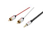 Audio connection cable, stereo 3.5mm -2x RCA M/M, 2.5m, CCS, shielded, cotton, gold